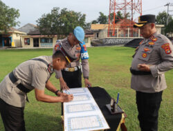 Polres Way Kanan Gelar Upacara Sertijab Kapolsek Bumi Agung